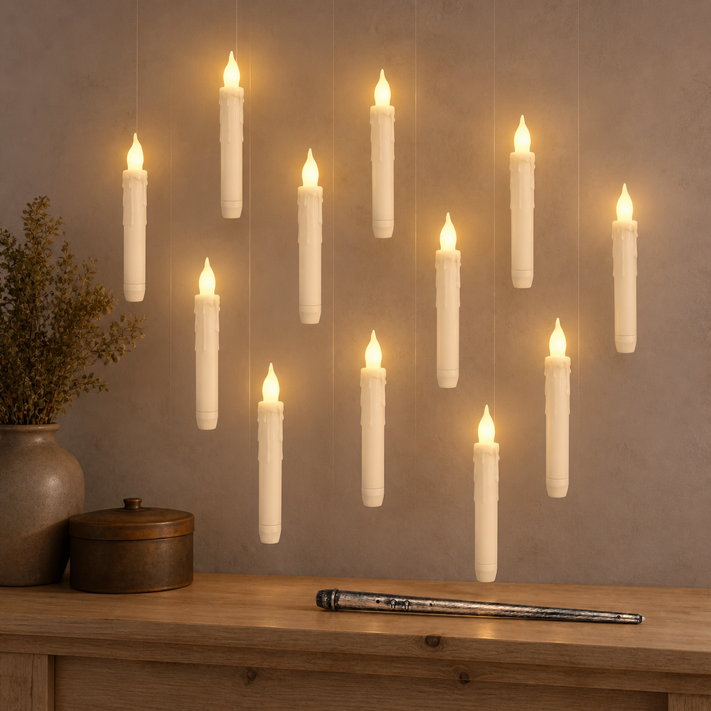 Noruva Glow floating LED candle set in Warm White with wand remote