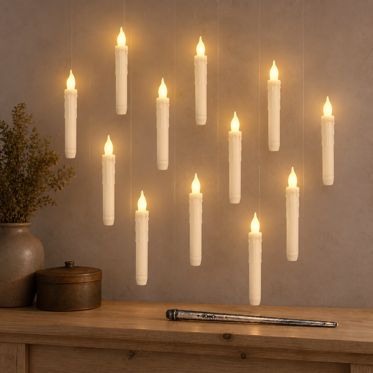 Noruva Glow floating LED candle set in Warm White with wand remote