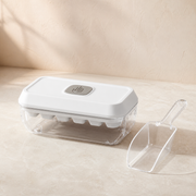 Noruva glacier white 18-grid press ice tray with storage box and scoop