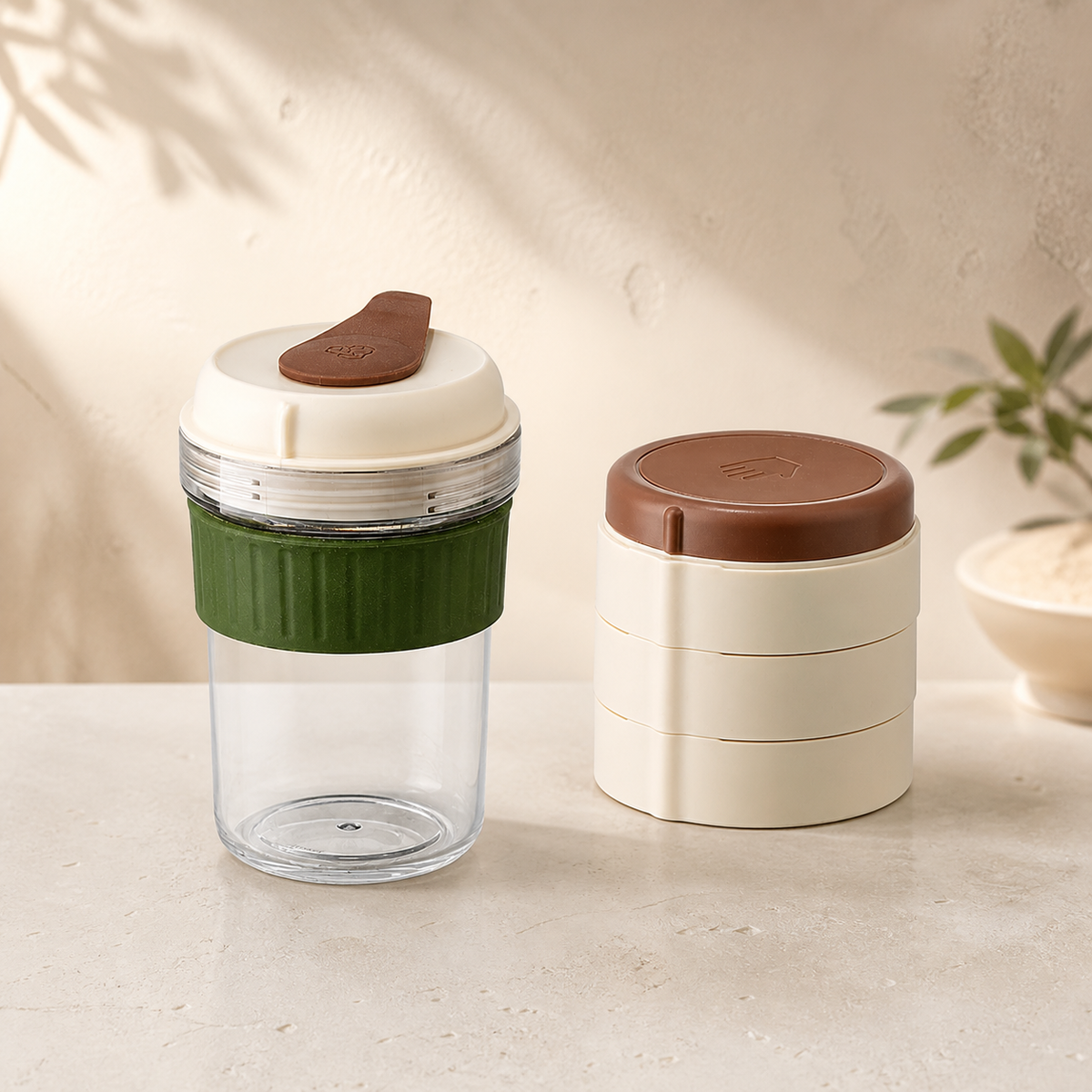 Noruva 500 ml iced-coffee bottle with three matching ice trays