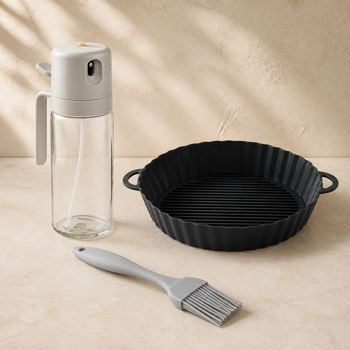 Noruva oil sprayer bundle with grill pan and silicone brush