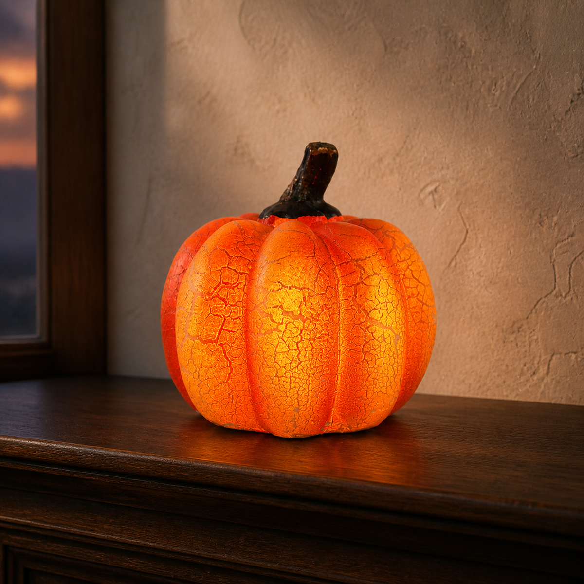 Noruva medium round glowing pumpkin lamp